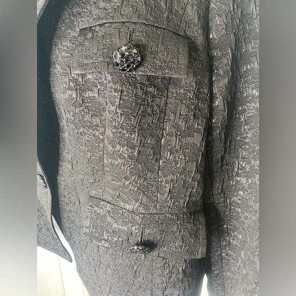 St. John Couture Designer Textured Black Women's Blazer Luxury Jacket - Picture 2 of 8